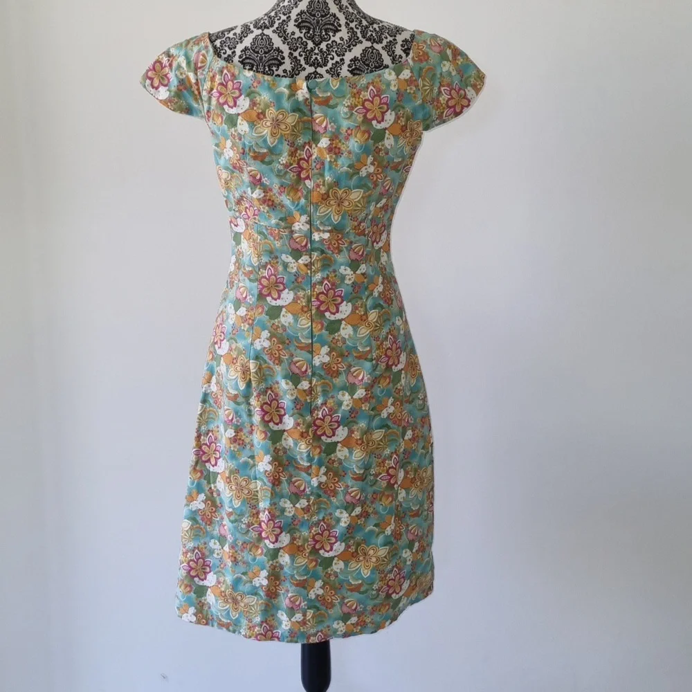 Handmade colourful vintage style dress, midi length, size approx 8-10 - Picture 4 of 4